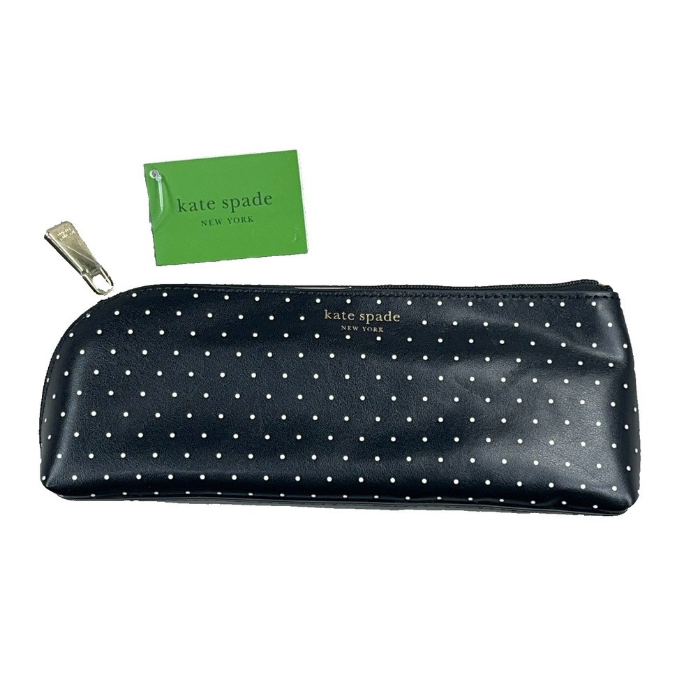 Kate Spade Pencil Pouch Cosmetic Case Travel Bag Faux Leather  NEW W/ Tag